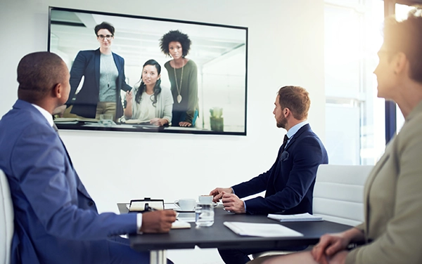 a meeting between virtual tax preparers and clients
