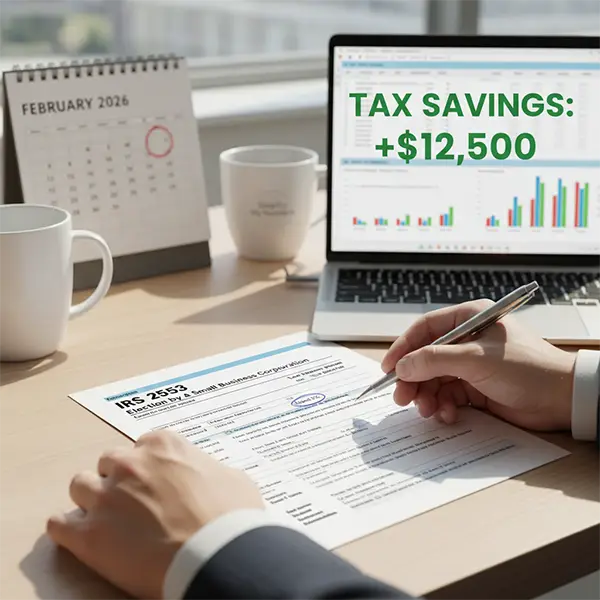 a simplify my numbers accountant working on a late s-corp election